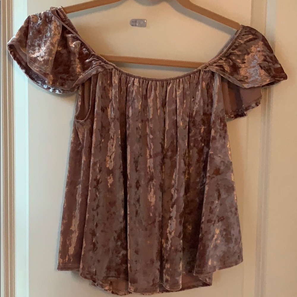 Blush Velvet off the shoulder top